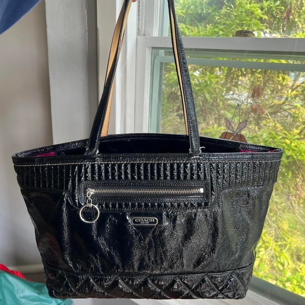 Y2K 2000s Coach Pleated Leather Tote Shoulder bag / Hand bag
